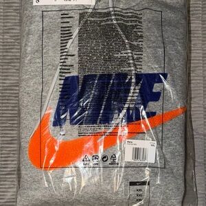 NWT Nike Gray Hoodie with Orange Swoosh and Blue Text